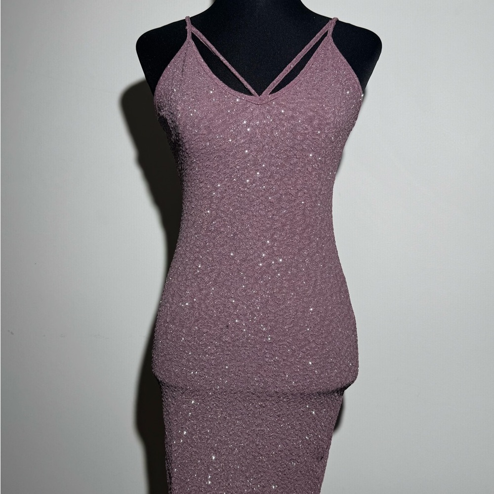 Lovely Day Mauve Sparkle Bodycon Mini Dress Small
